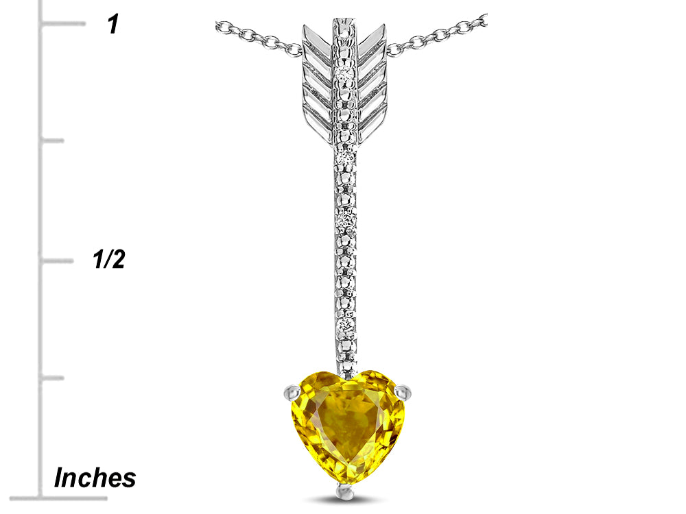 Star K 6mm Genuine Citrine Heart Arrow Bar Pendant Necklace