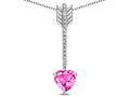 Star K 6mm Created Pink Sapphire Heart Arrow Bar Pendant Necklace