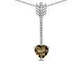 Star K 6mm Genuine Smoky Quartz Heart Arrow Bar Pendant Necklace