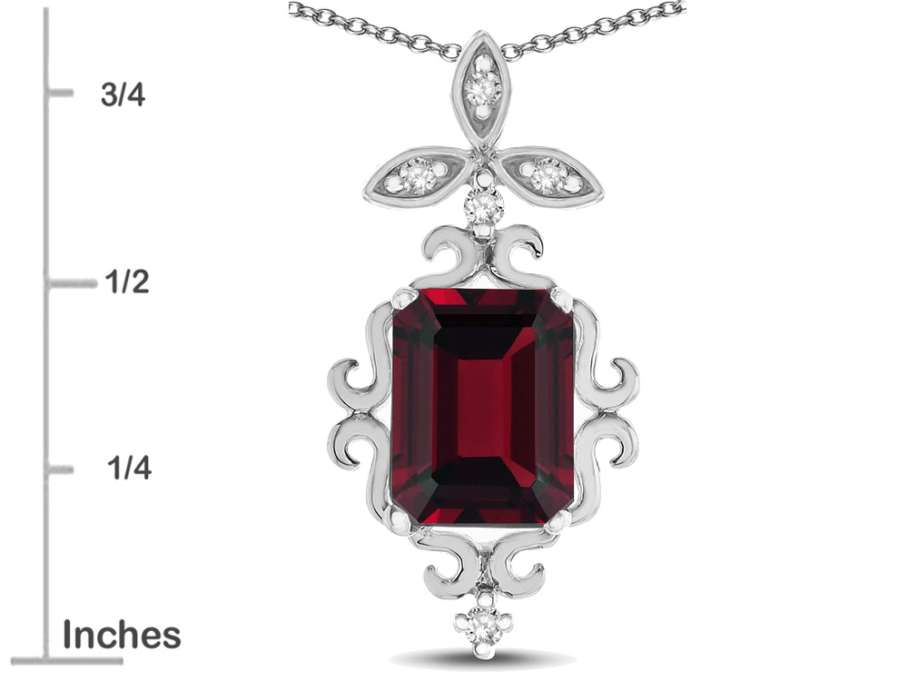 Star K Antique Vintage Design Octagon Cut Genuine Garnet Pendent Necklace