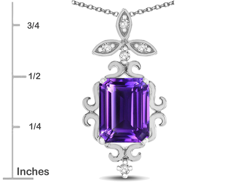 Star K Antique Vintage Design Octagon Cut Genuine Amethyst Pendent Necklace