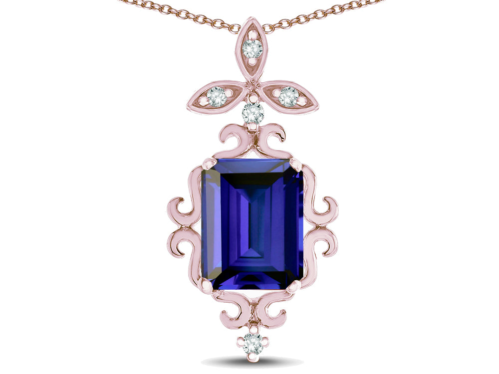 Star K Antique Vintage Design Octagon Cut Genuine Iolite Pendent Necklace