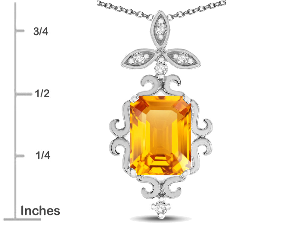 Star K Antique Vintage Design Octagon Cut Genuine Citrine Pendent Necklace
