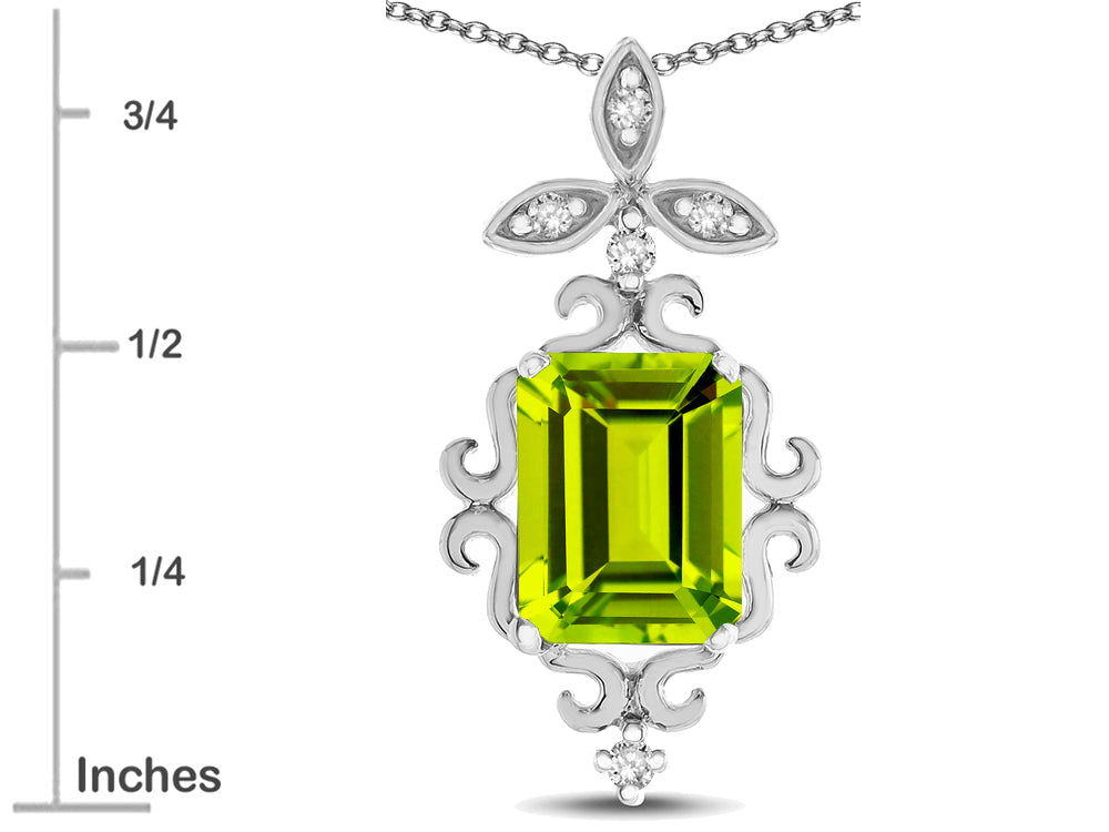 Star K Antique Vintage Design Octagon Cut Genuine Peridot Pendent Necklace