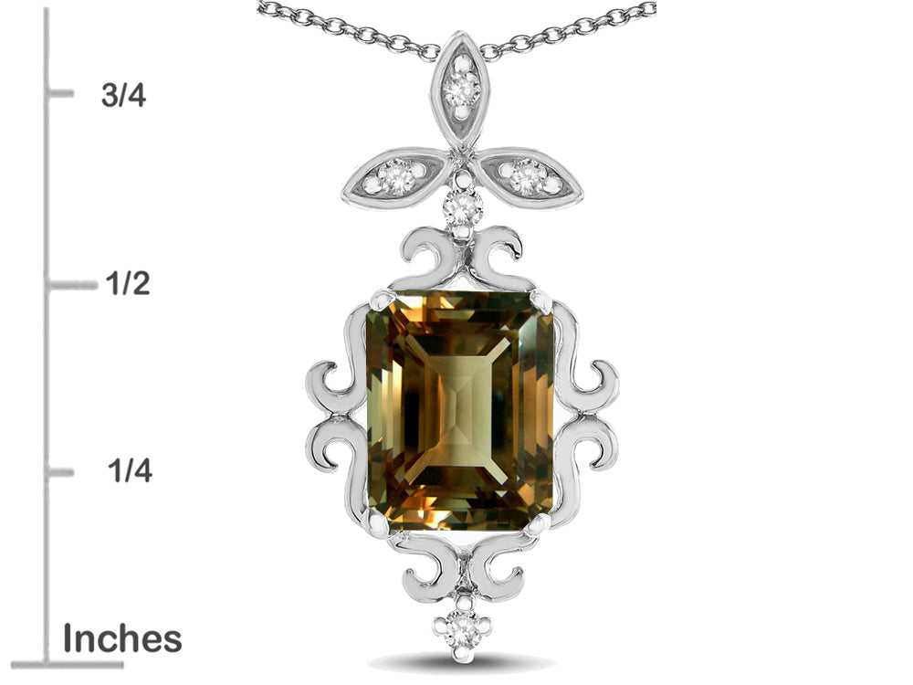 Star K Antique Vintage Design Octagon Cut Genuine Smoky Quartz Pendent Necklace