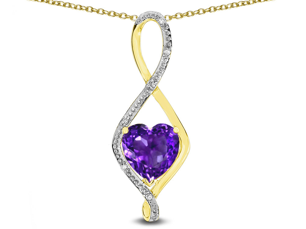 Star K 8mm Genuine Amethyst Heart Infinity Loop Pendant Necklace