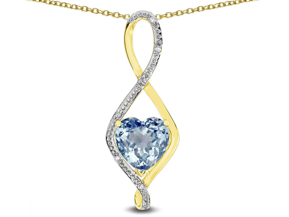 Star K 8mm Genuine Sky Blue Topaz Heart Infinity Loop Pendant Necklace