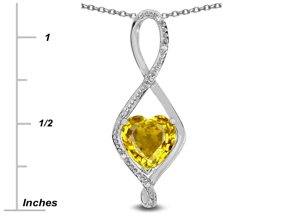Star K 8mm Genuine Citrine Heart Infinity Loop Pendant Necklace