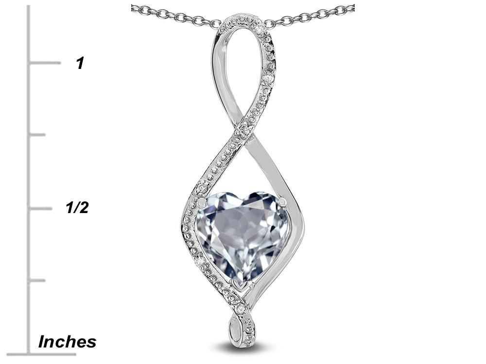 Star K 8mm Genuine Aquamarine Heart Infinity Loop Pendant Necklace