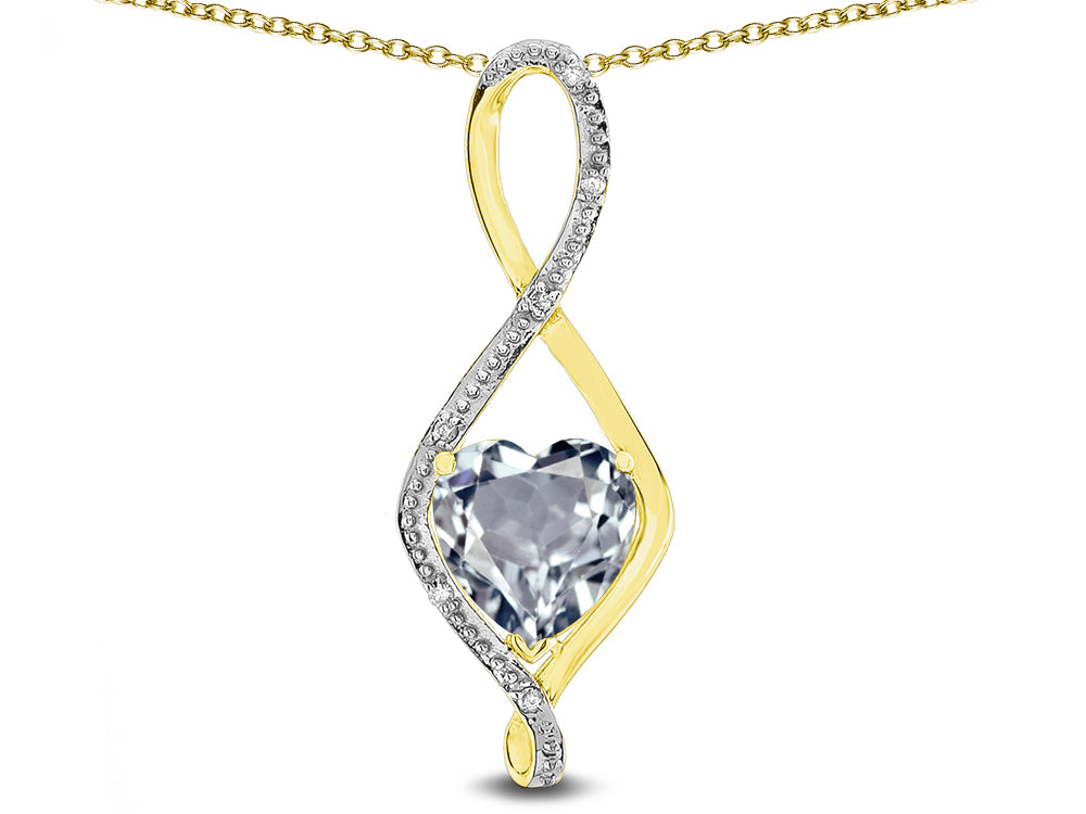 Star K 8mm Genuine Aquamarine Heart Infinity Loop Pendant Necklace