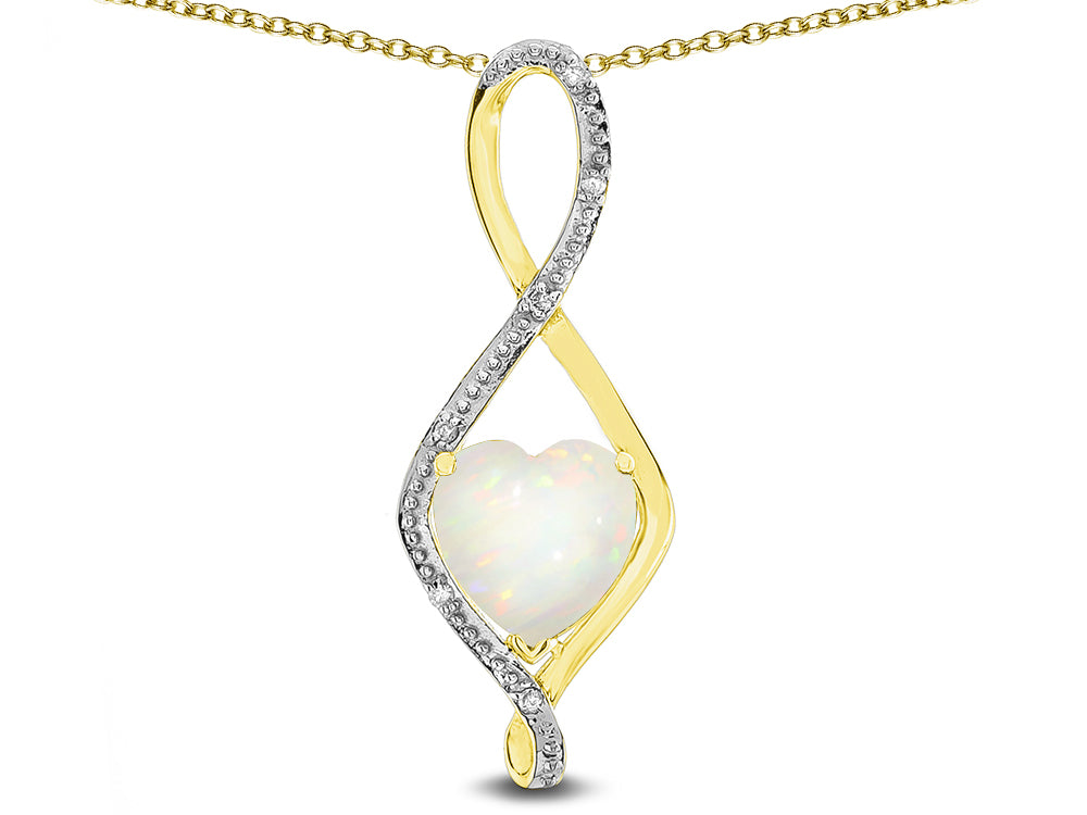 Star K 8mm Genuine Opal Heart Infinity Loop Pendant Necklace