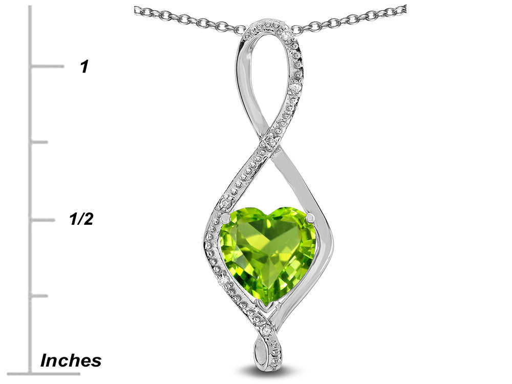 Star K 8mm Genuine Peridot Heart Infinity Loop Pendant Necklace