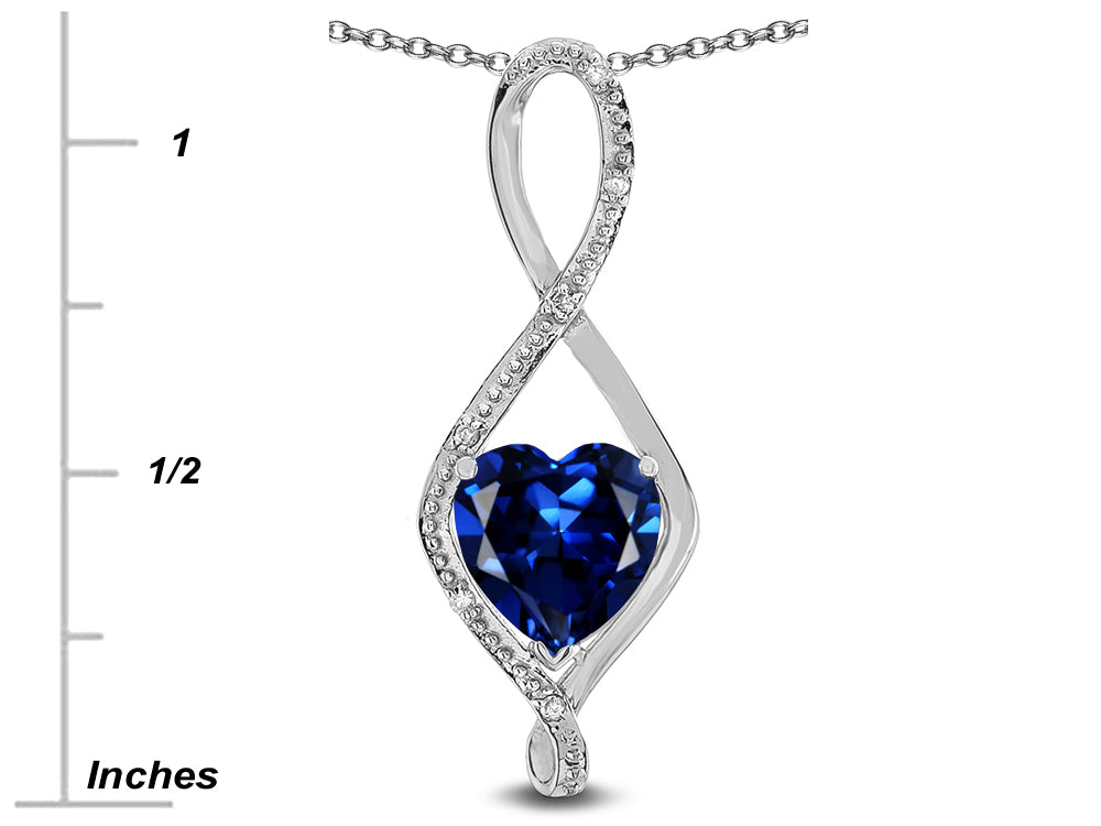Star K 8mm Created Sapphire Heart Infinity Loop Pendant Necklace