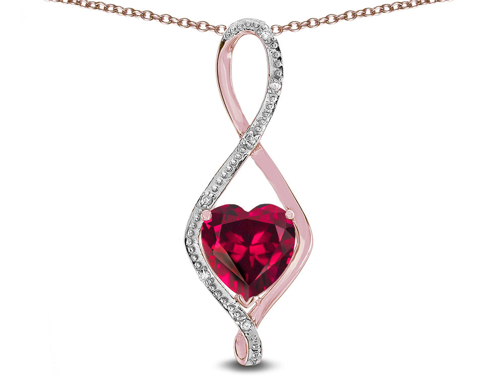 Star K 8mm Created Ruby Heart Infinity Loop Pendant Necklace