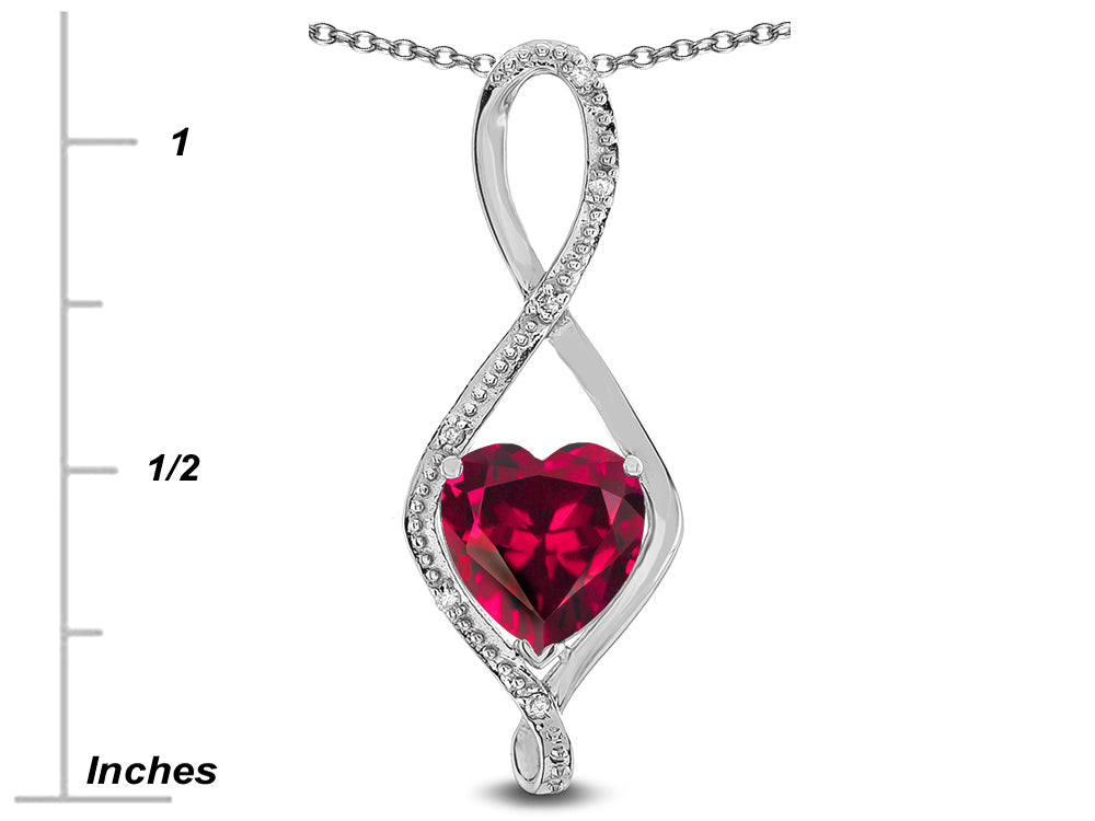 Star K 8mm Created Ruby Heart Infinity Loop Pendant Necklace
