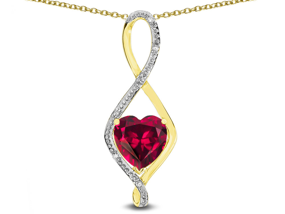 Star K 8mm Created Ruby Heart Infinity Loop Pendant Necklace