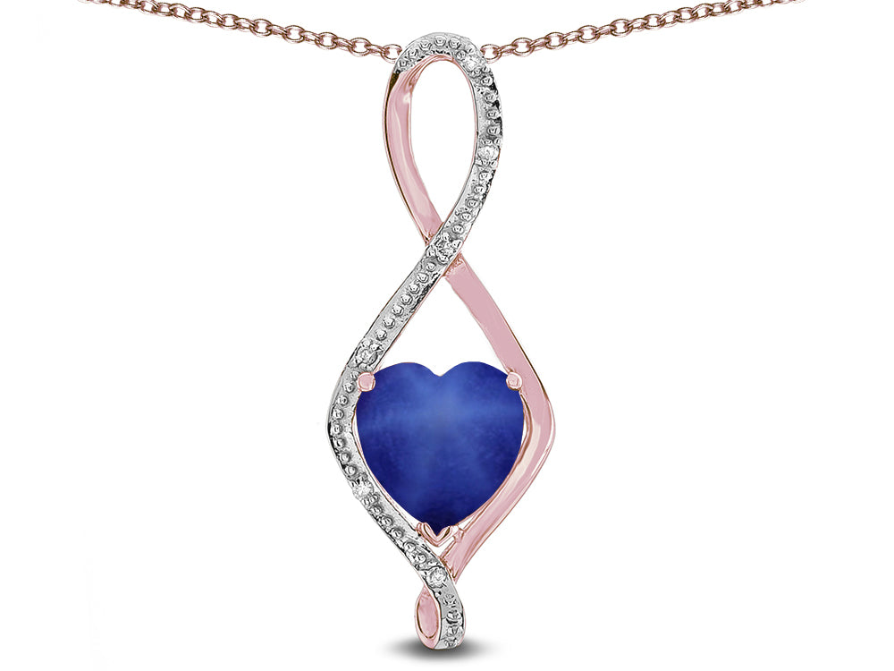 Star K 8mm Created Star Sapphire Heart Infinity Loop Pendant Necklace