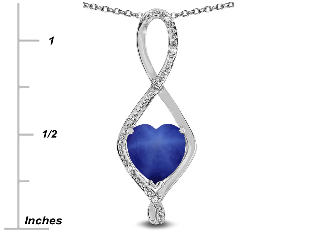 Star K 8mm Created Star Sapphire Heart Infinity Loop Pendant Necklace