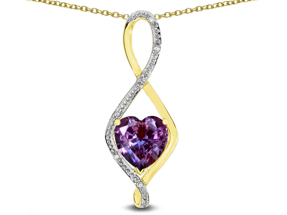 Star K 8mm Simulated Alexandrite Heart Infinity Loop Pendant Necklace