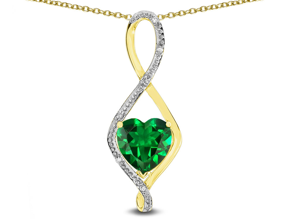 Star K 8mm Simulated Emerald Heart Infinity Loop Pendant Necklace