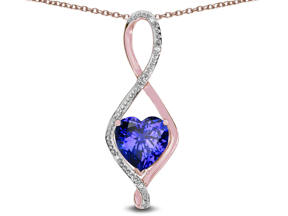 Star K 8mm Simulated Tanzanite Heart Infinity Loop Pendant Necklace
