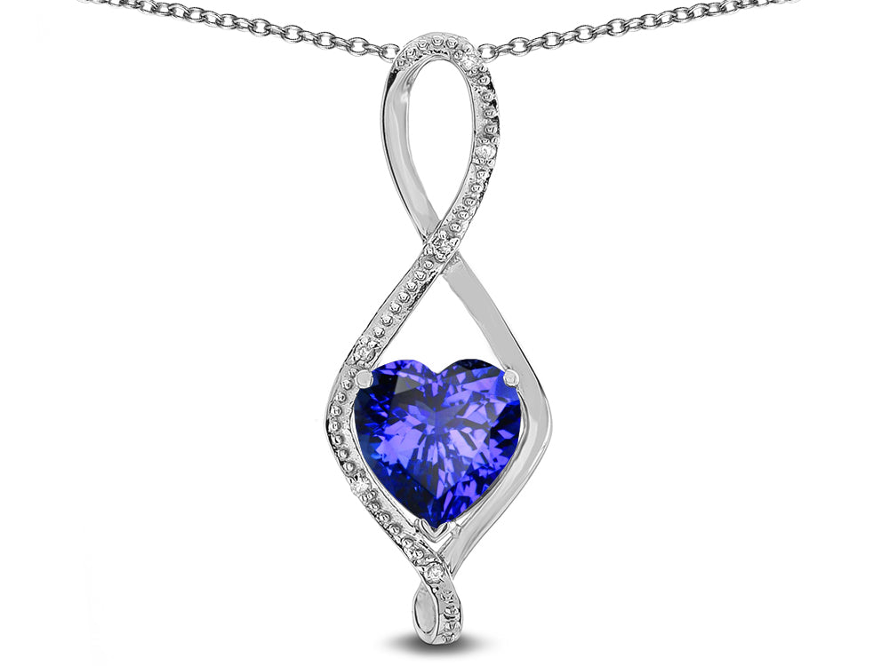 Star K 8mm Simulated Tanzanite Heart Infinity Loop Pendant Necklace