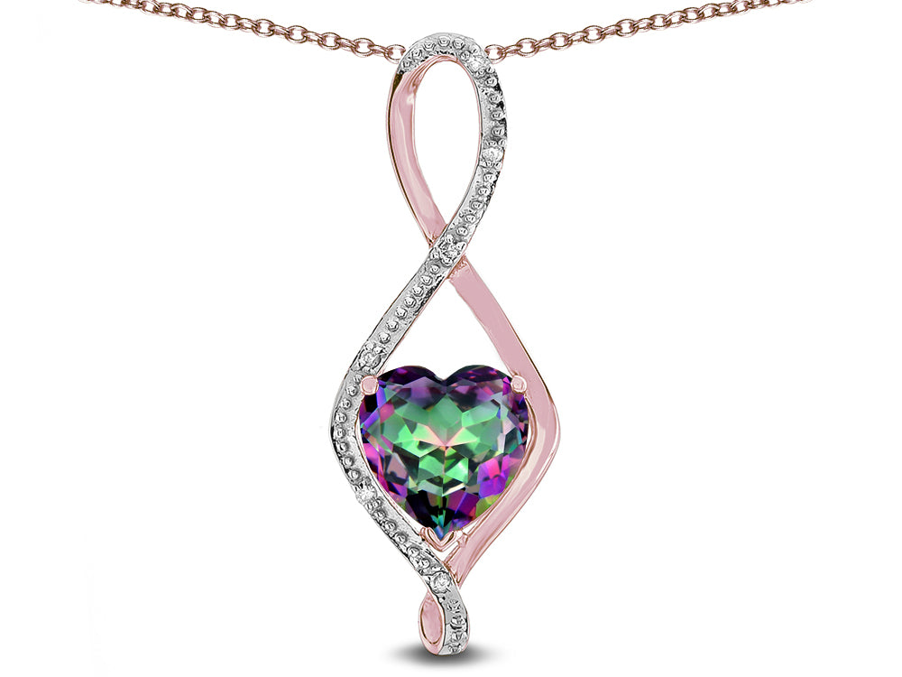 Star K 8mm Rainbow Mystic Topaz Heart Infinity Loop Pendant Necklace