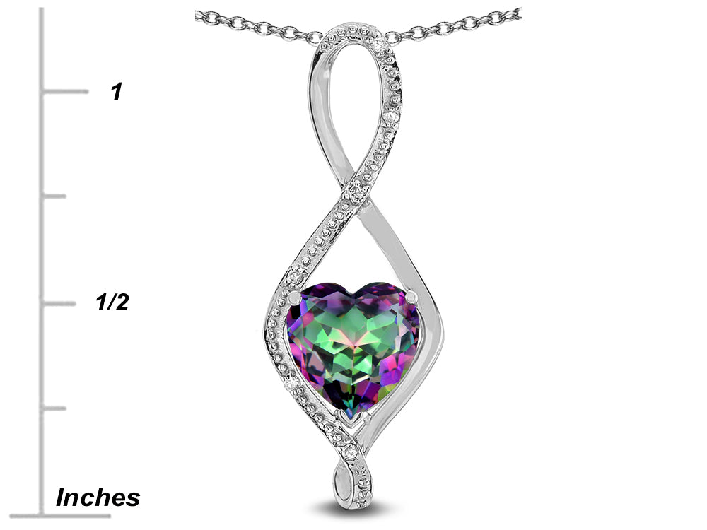 Star K 8mm Rainbow Mystic Topaz Heart Infinity Loop Pendant Necklace