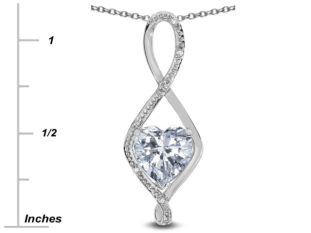 Star K 8mm Genuine White Topaz Heart Infinity Loop Pendant Necklace