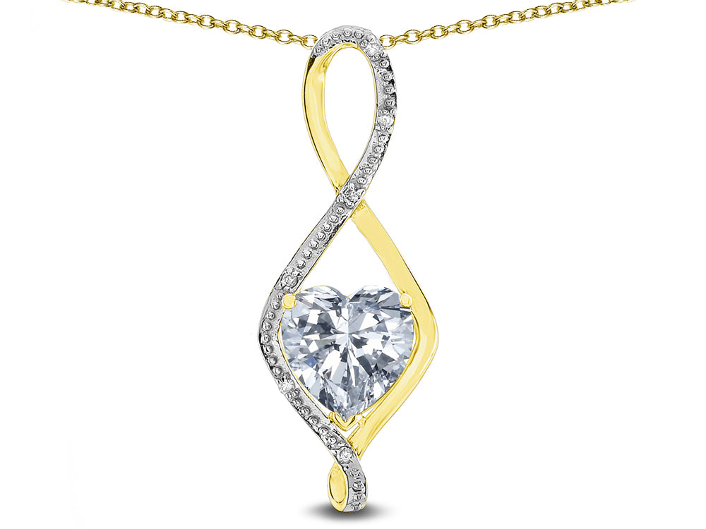 Star K 8mm Genuine White Topaz Heart Infinity Loop Pendant Necklace