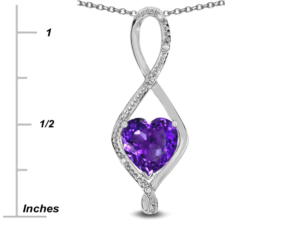 Star K 8mm Genuine Amethyst Heart Infinity Loop Pendant Necklace