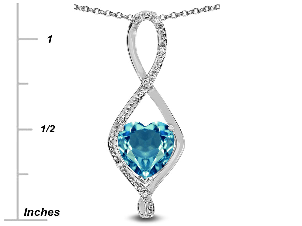 Star K 8mm Genuine Blue Topaz Heart Infinity Loop Pendant Necklace