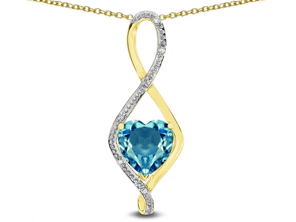 Star K 8mm Genuine Blue Topaz Heart Infinity Loop Pendant Necklace