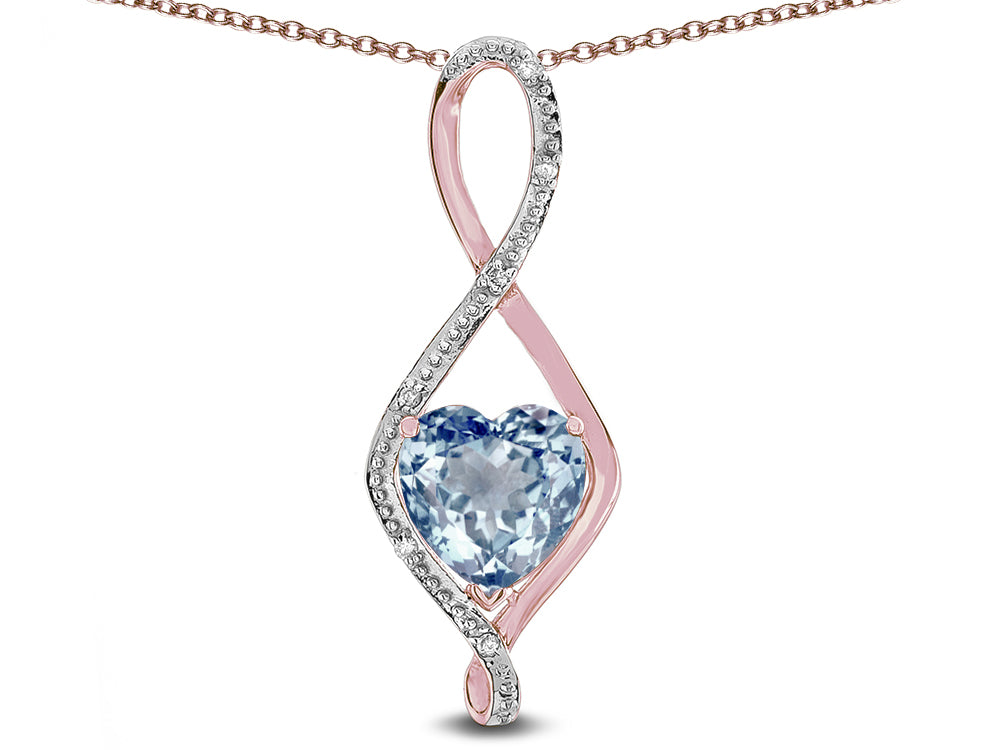 Star K 8mm Genuine Sky Blue Topaz Heart Infinity Loop Pendant Necklace