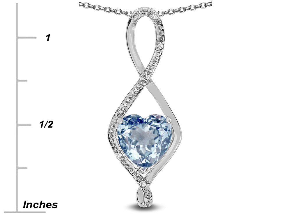 Star K 8mm Genuine Sky Blue Topaz Heart Infinity Loop Pendant Necklace