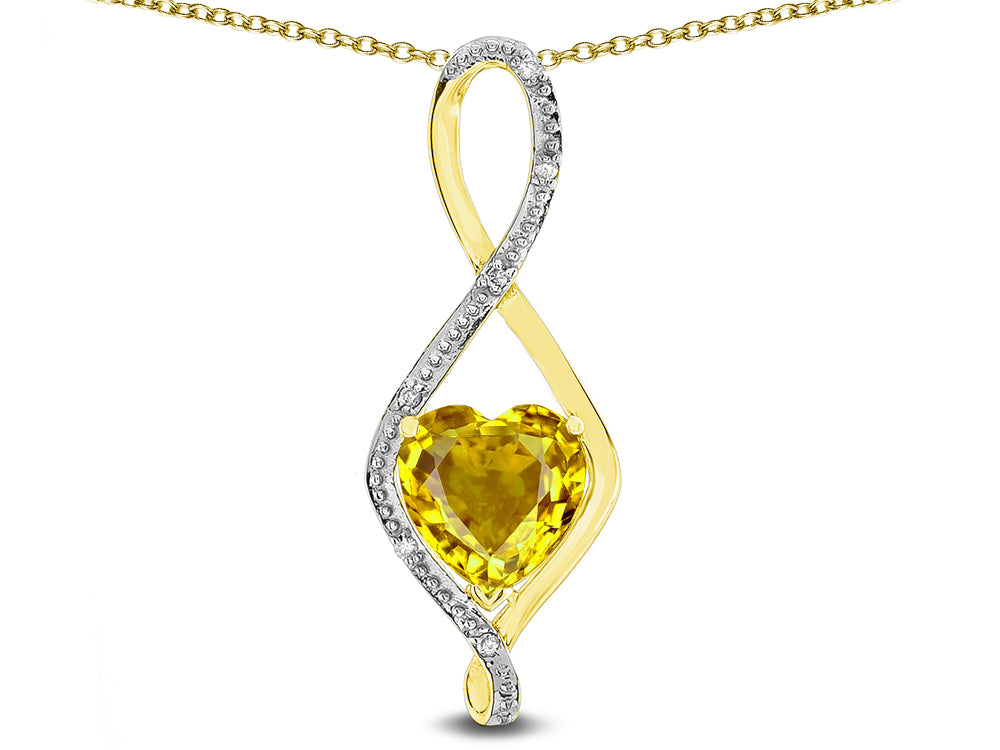 Star K 8mm Genuine Citrine Heart Infinity Loop Pendant Necklace
