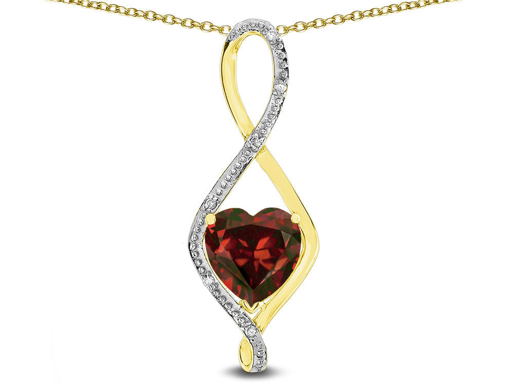 Star K 8mm Genuine Garnet Heart Infinity Loop Pendant Necklace