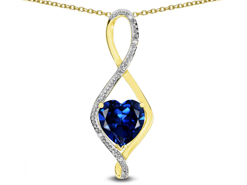 Star K 8mm Created Sapphire Heart Infinity Loop Pendant Necklace