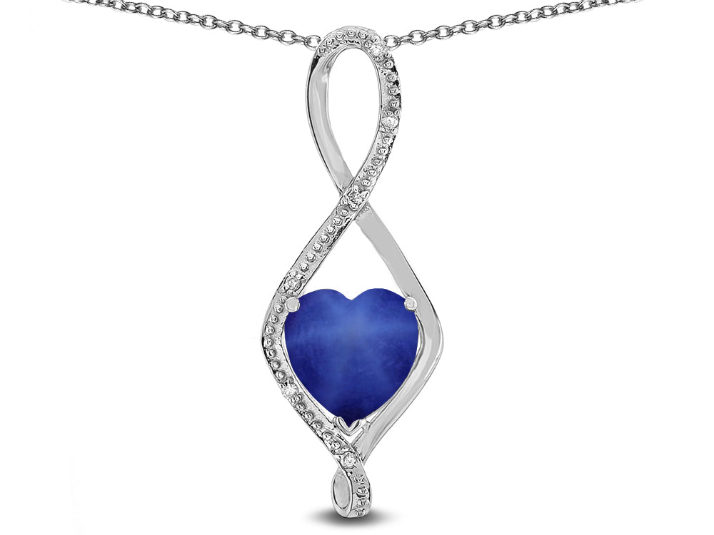 Star K 8mm Created Star Sapphire Heart Infinity Loop Pendant Necklace