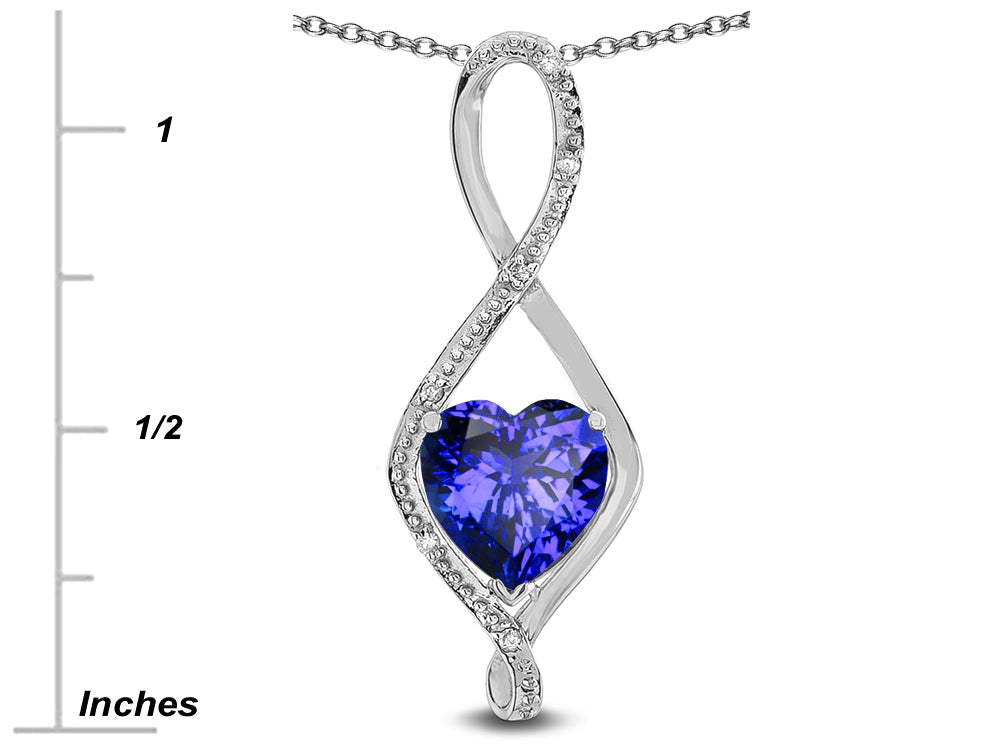 Star K 8mm Simulated Tanzanite Heart Infinity Loop Pendant Necklace