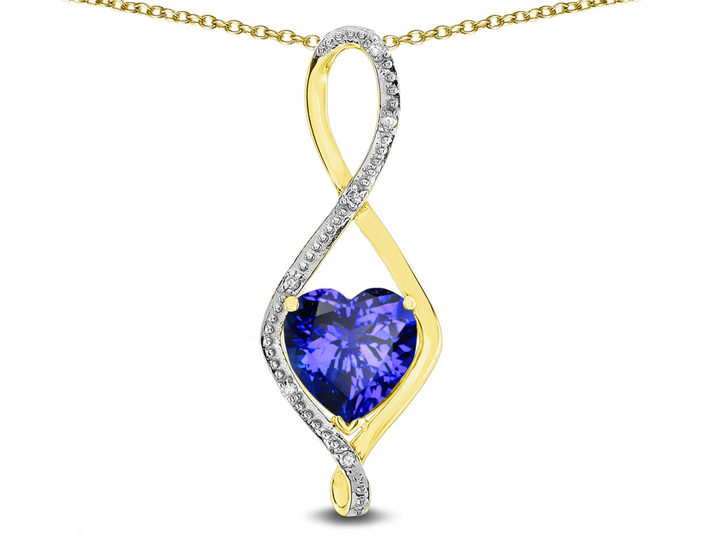 Star K 8mm Simulated Tanzanite Heart Infinity Loop Pendant Necklace
