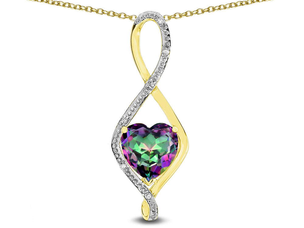 Star K 8mm Rainbow Mystic Topaz Heart Infinity Loop Pendant Necklace