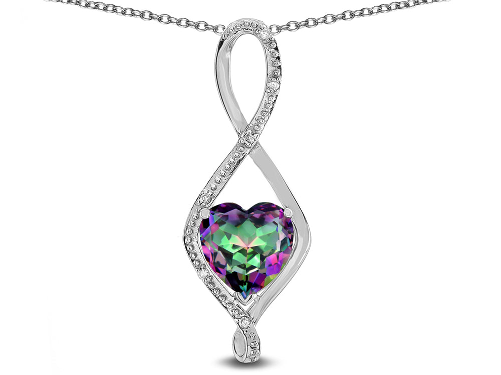Star K 8mm Rainbow Mystic Topaz Heart Infinity Loop Pendant Necklace