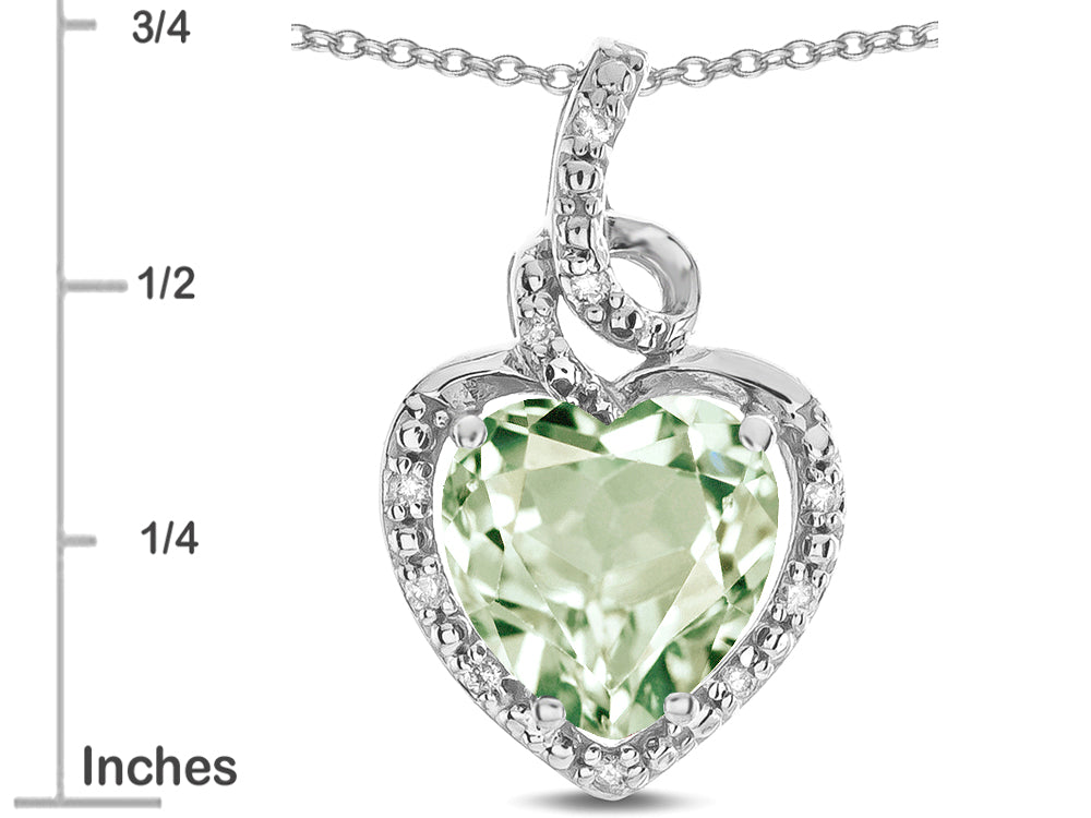 Star K Double Love Heart Halo Pendant Necklace with 8mm Genuine Green Amethyst