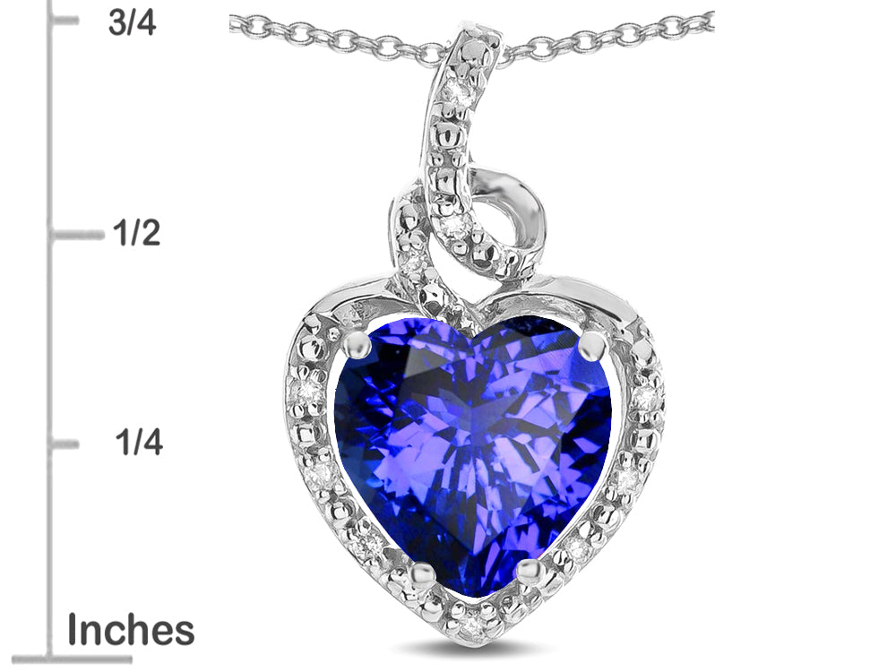 Star K Double Love Heart Halo Pendant Necklace with 8mm Simulated Tanzanite