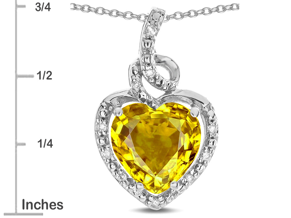 Star K Double Love Heart Halo Pendant Necklace with 8mm Genuine Citrine