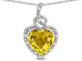Star K Double Love Heart Halo Pendant Necklace with 8mm Genuine Citrine