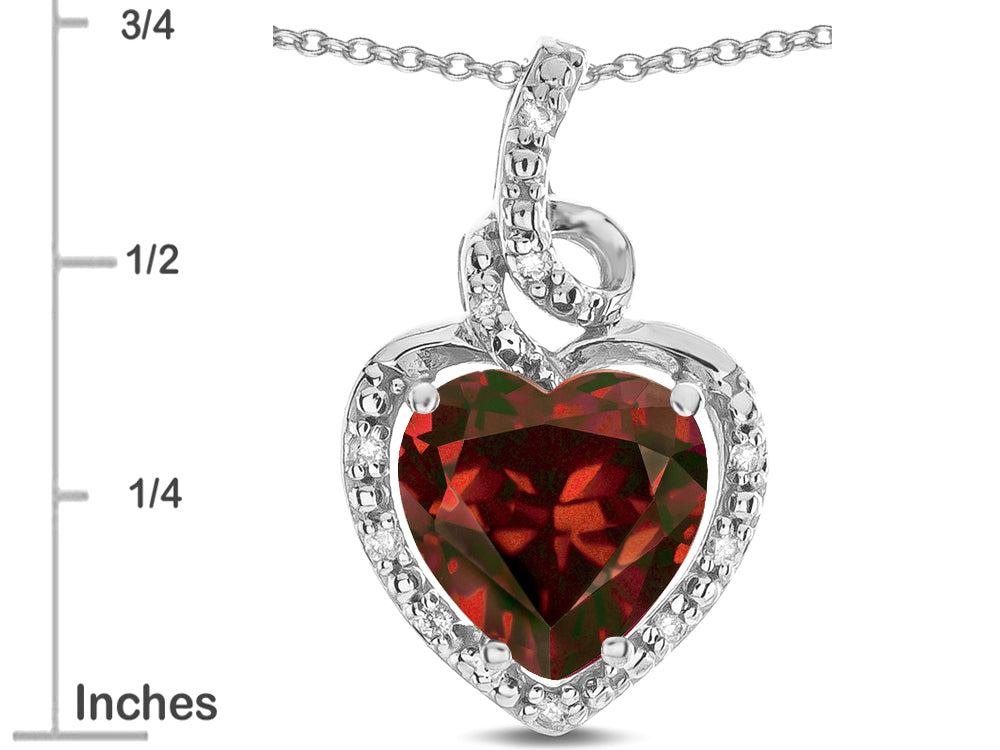 Star K Double Love Heart Halo Pendant Necklace with 8mm Genuine Garnet