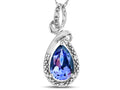 Star K Drop Halo Pear Shape Genuine Tanzanite Pendant Necklace