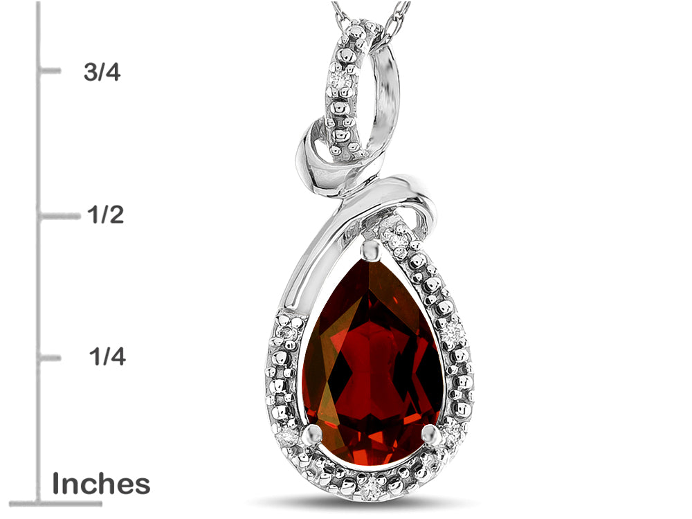 Star K Drop Halo Pear Shape Genuine Garnet Pendant Necklace